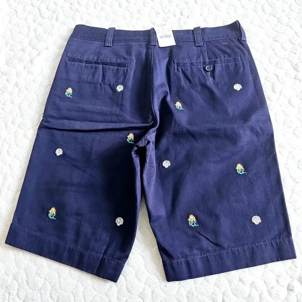 J. Crew Factory Navy Embroidered Bermuda Shorts